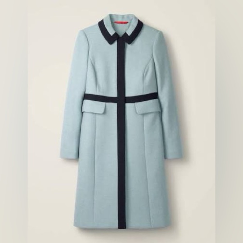 Boden Mitford Coat - Light Blue Long Sleeve Dress Coat